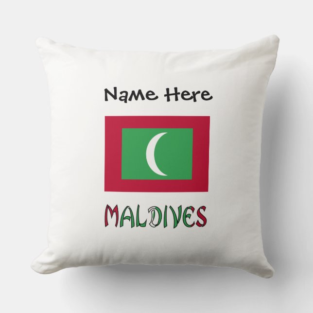 Maldives Maldivian Flag Black Personalisation  Cushion (Front)