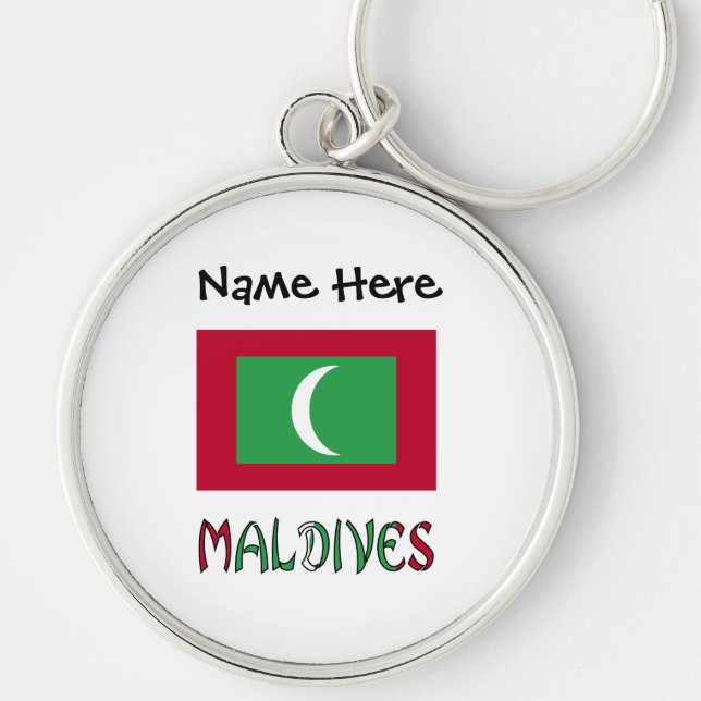 Maldives Maldivian Flag Black Personalisation  Key Ring (Front)