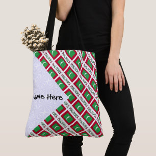 Maldives Maldivian Flag Tiled Black Personalizatio Tote Bag