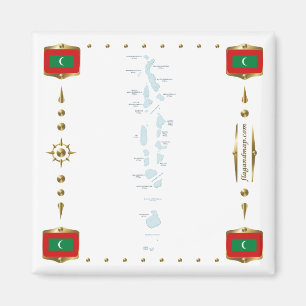 Maldives Map + Flags Magnet