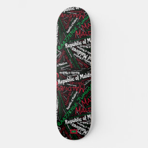 Maldives National Pride Wordcloud Skateboard
