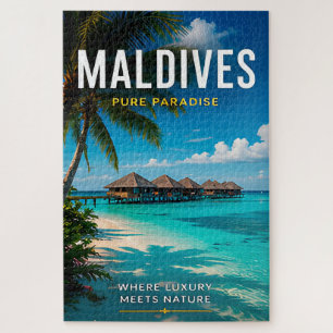 🧲 Maldives Overwater Travel Memory 🏝️ Jigsaw Puzzle