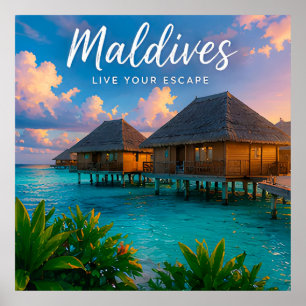 🧲 Maldives Overwater Villa Travel Memory 🏝️ Poster