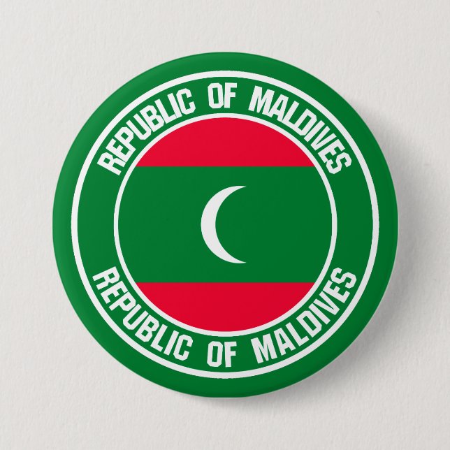 Maldives Round Emblem 7.5 Cm Round Badge (Front)
