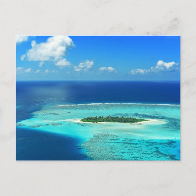 Maldives sandy beach tropical island postcard (Front)