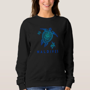 Maldives Sea Blue Tribal Turtle Sweatshirt