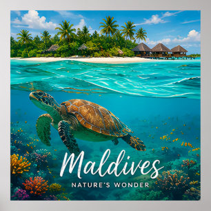 🧲 Maldives Sea Turtle Ocean Adventure 🐢 Poster