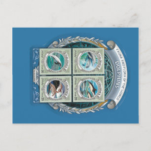 Maldives stamps dolphins postcard