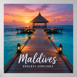 🧲 Maldives Sunset Pier Vacation Memory 🌅 Poster