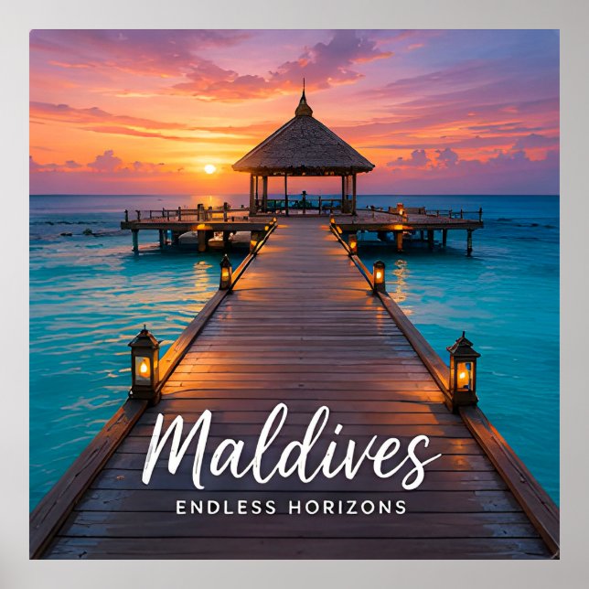 🧲 Maldives Sunset Pier Vacation Memory 🌅 Poster (Front)