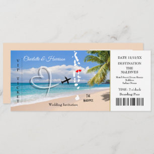 Maldives Ticket Pass Destination Wedding Invitation