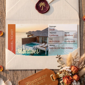 Maldives Trip Surprise Boarding Pass Invitation