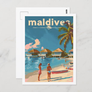 Maldives Vintage Famous Travel Place Postcard