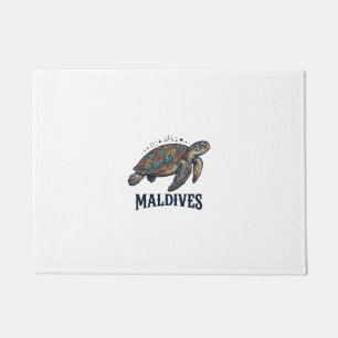 Maldives Vintage Sea Turtle Travel Shirt Design_1 Doormat