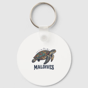 Maldives Vintage Sea Turtle Travel Shirt Design_1 Key Ring