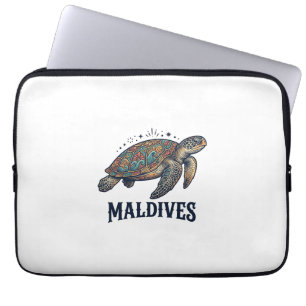 Maldives Vintage Sea Turtle Travel Shirt Design_1 Laptop Sleeve