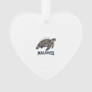 Maldives Vintage Sea Turtle Travel Shirt Design_1 Ornament