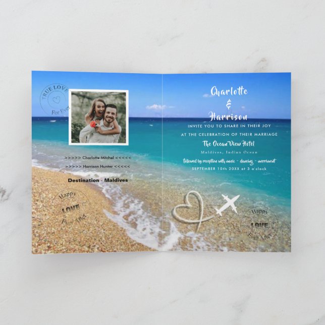 Maldives Wedding Destination Passport Invitation (Inside)