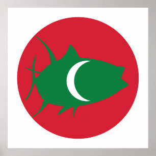 Maldives Yellowfin tuna Maldivian National Animal Poster