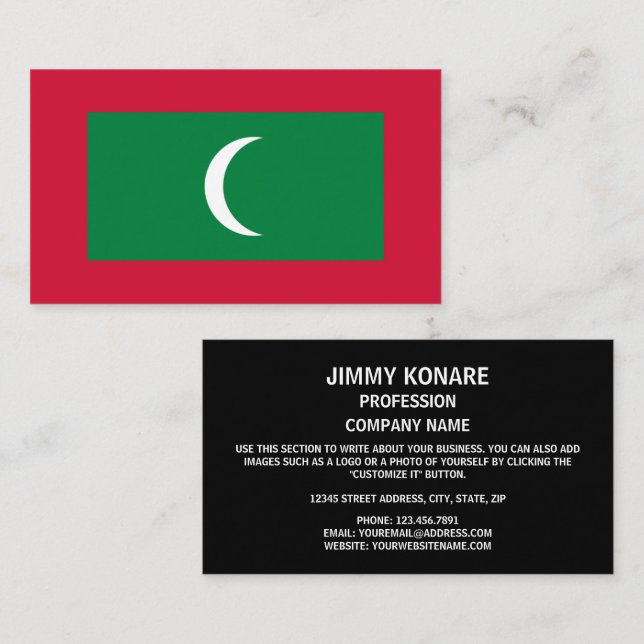 Maldivian Flag, Flag of Maldives Business Card (Front/Back)