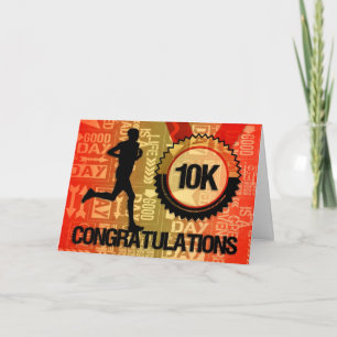 Male 10K Runner Congratulations Bright Colours Card