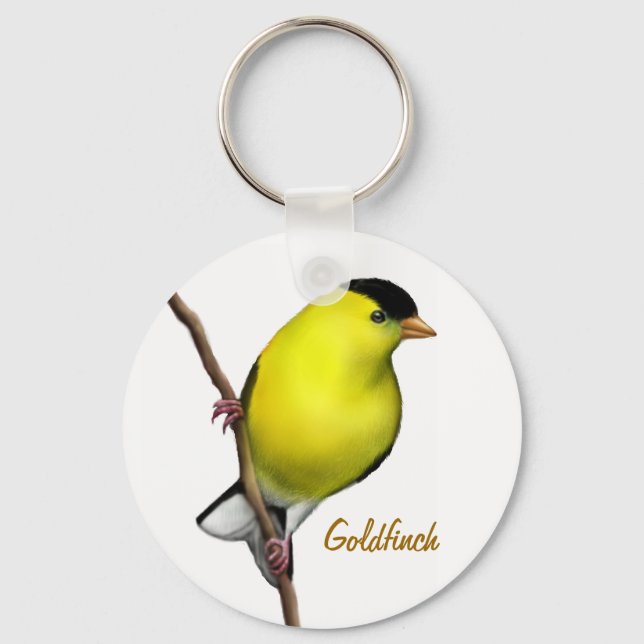 Male American Goldfinch Bird Keychain (Front)