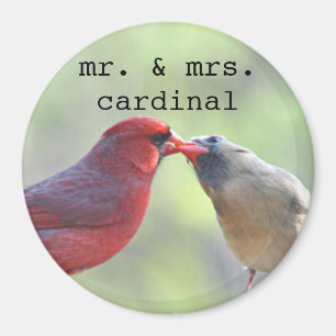 Male and female cardinal photo magnet