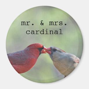 Male and female cardinal photo magnet