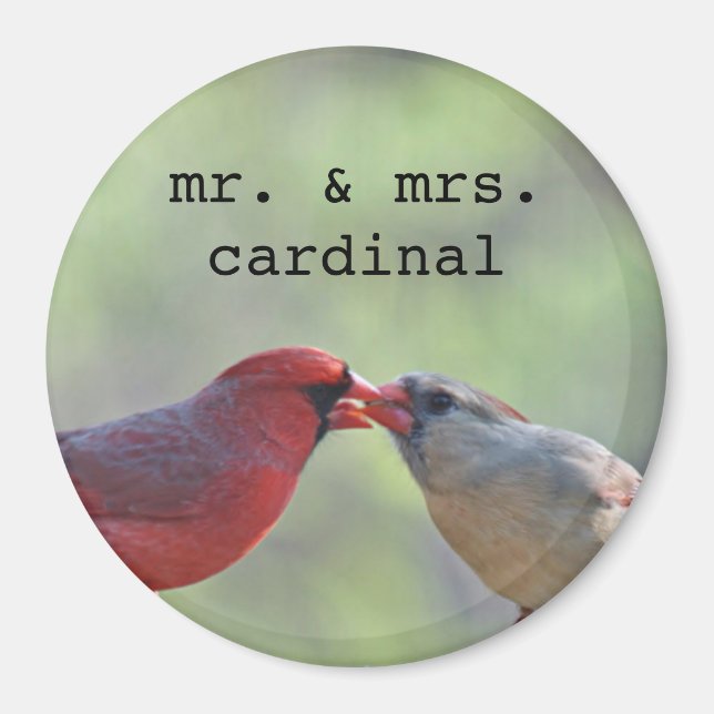 Male and female cardinal photo magnet (Front)