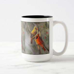 Male and Female Cardinals fine art mug