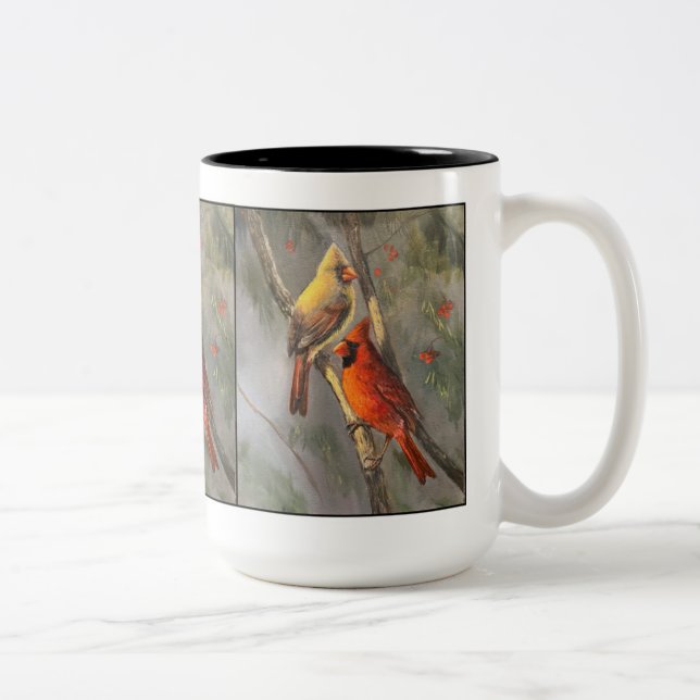 Male and Female Cardinals fine art mug (Right)