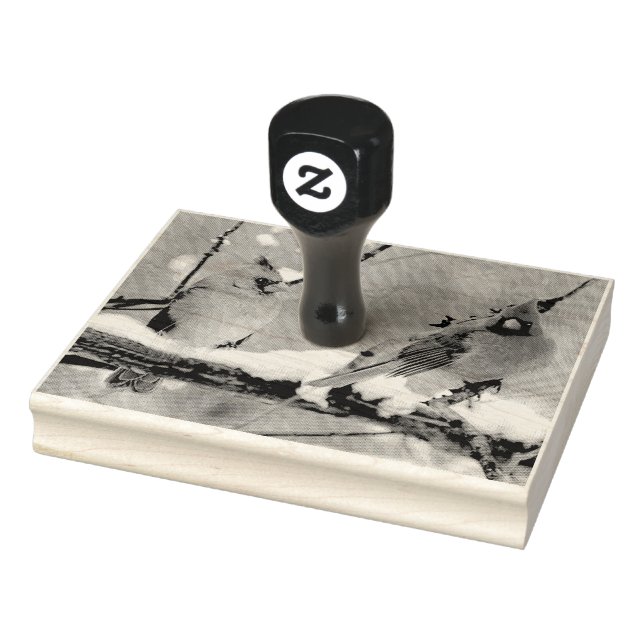 male and female cardinals rubber stamp (Stamp)