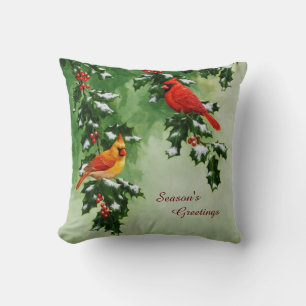 Male and Female Northern Cardinals Cushion