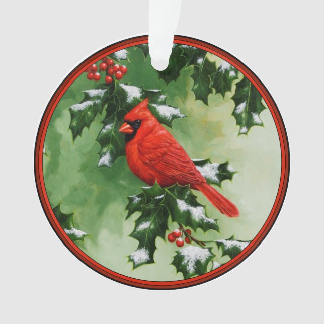 Male and Female Northern Cardinals Ornament (Front)