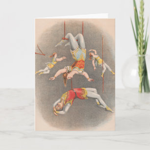 Male And Female Trapeze Performers Card