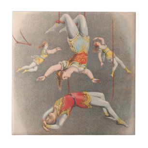 Male And Female Trapeze Performers Ceramic Tile