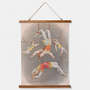 Male And Female Trapeze Performers Hanging Tapestry