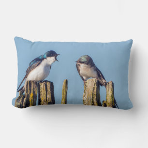 Male and female Tree Swallow Lumbar Cushion