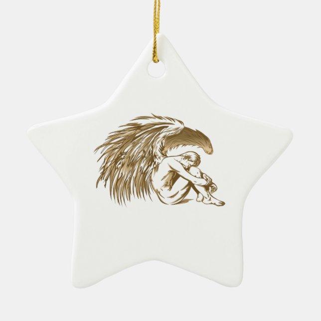 MALE ANGEL CERAMIC TREE DECORATION (Front)