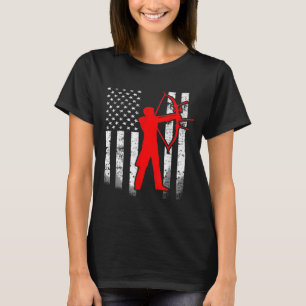 Male Archery Flag Archer American Flag Patriotic T-Shirt