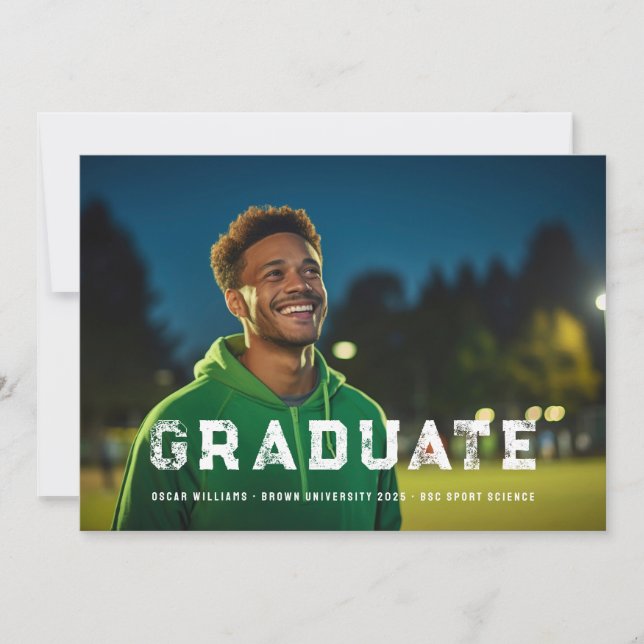 Male Athlete Sport Bold Graduation 1-Photo Announcement (Front)