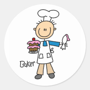 Male Baker Classic Round Sticker