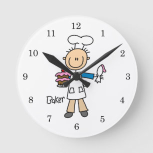 Male Baker Round Clock