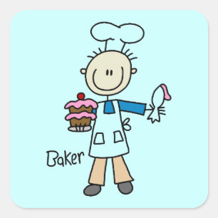 Male Baker Square Sticker