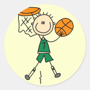 Male Basketball Player Tshirts and Gifts Classic Round Sticker