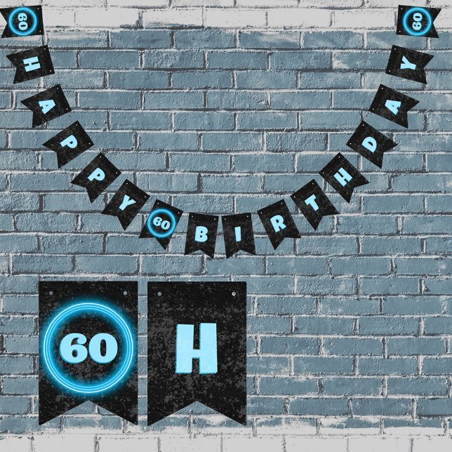 Male Birthday - any Age - Custom DIY Black & Blue Bunting (Creator Uploaded)