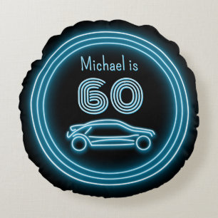 Male Birthday Guest of Honour Novelty Sports Car Round Cushion
