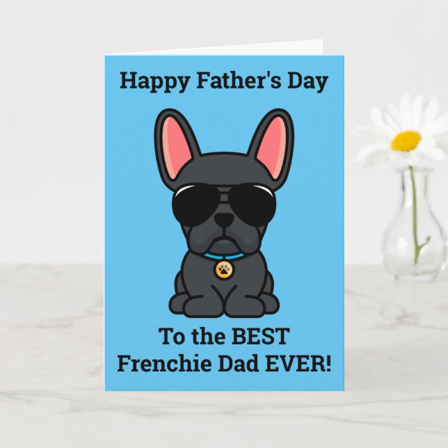 Male Black French Bulldog Father's Day Card (Small Plant)