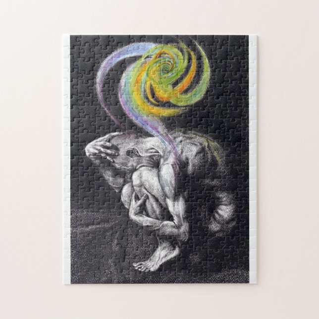 Male body Colourful soul Dark Surreal drawing art Jigsaw Puzzle (Vertical)