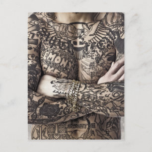 Male Body Tattoo Photograph Postcard